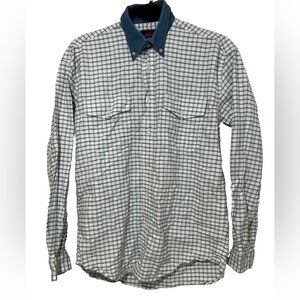 Roper Denim Blue and White Checkered Shirt Size S